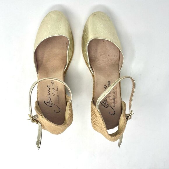 * GAIMO Obi Wedge Espadrilles in Gold Leather Size 41 - Picture 8 of 13